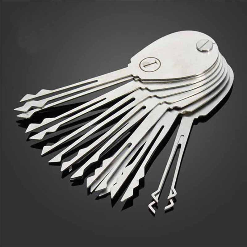 20PSC Stainless Steel Double Sided Locksmith Tools Set Foldable Car Lock Opener Lock Pick Set Lockpick Professional Extractor Tools