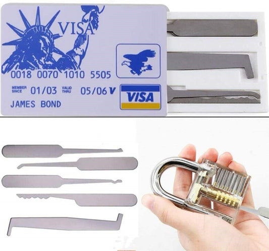 Video show Transparent Practice Lock with Credit Card Lock Pick Set