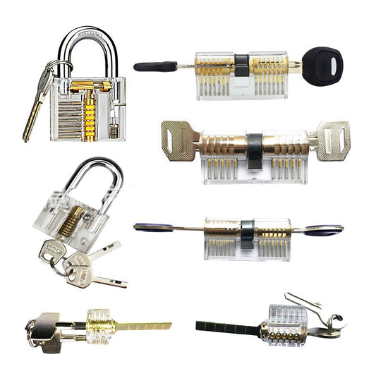 7pcs/lot Transparent Locks Combination Practice Locksmith Training Tools Visible Lock Pick Sets