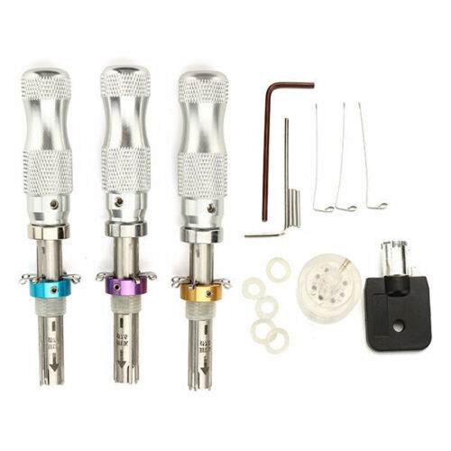 3pcs Tubular 7 Pins Lock Opener Tool Set with Transparent Lock Cylinder (7.0 PIN 7.5 PIN 7.8 PIN)-Set Lock Pick Locksmith Tools
